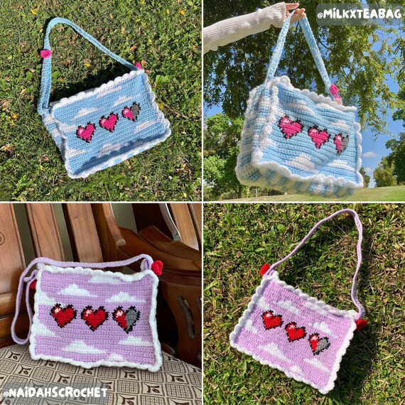 On Cloud 8-bit Tote Crochet PDF Pattern - Gamer Aesthetics Tote