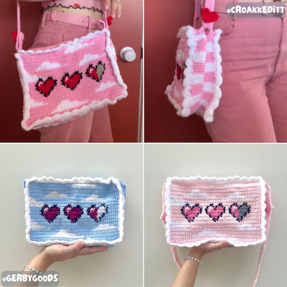 On Cloud 8-bit Tote Crochet PDF Pattern - Gamer Aesthetics Tote