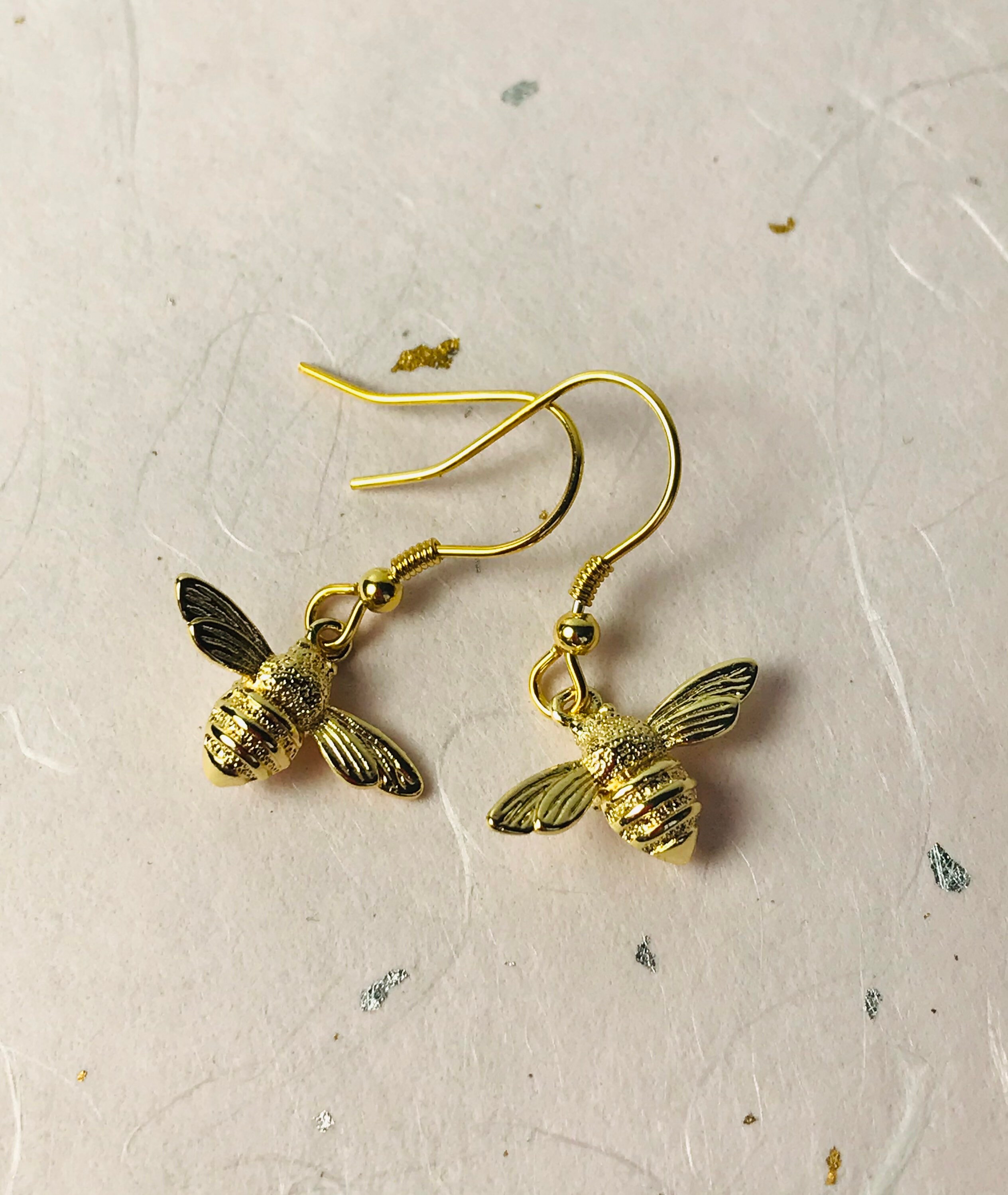 Bee Earrings 18kt gold plated Etsy