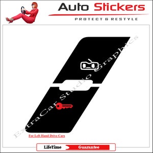 May include: Black and white car window switch stickers with a key and a car door icon. The stickers are designed for left-hand drive cars. The text "LifeTime Guarantee" is visible at the bottom of the image.