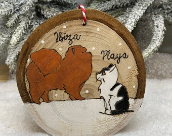 Décoration de Noël personnalisée aux couleurs de votre chien et votre chat