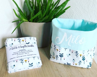 Personalized basket and its matching wipes