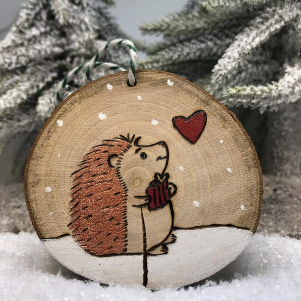 Houten kerstdecoratie om op te hangen - egel