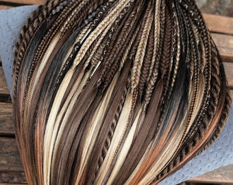 Brown Mix Set of Braids and Dreads, synthetic dreads, dreadlocks