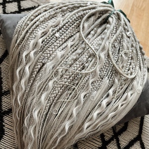Silver Gray set of synthetic long braids, curly dreads, dreadlocks