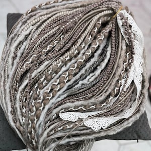 Extra Long Boho Beige Dreadlock Extensions: 100cm Double Ended Braids