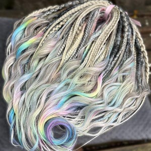 Rainbow Fairy dreadlock extensions set, bali style, hippie bride hair