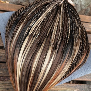 Brown Mix Set of DE dread extensions, custom dreads, personalized gift