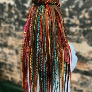 Brown and Rainbow set of DE braids and dreads, dreadlocks, dread extensions