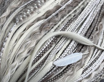 Boho Dreadlock Extensions: Light & Dark Grey Kanekalon Dreads