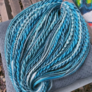 Blue Marine set of braids and synthetic dreads, dread extensions, dreadlocks