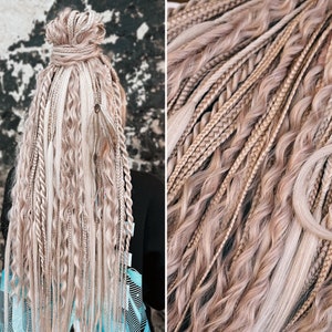 Champagne Blonde set of synthetic braids and dreads, faux dreadlocks, boho hair