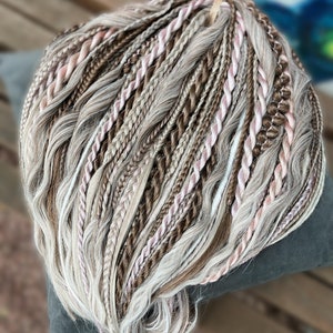Ashy Silver & Dusty Lavender Synthetic Curly Braids: Dreadlock Extensions