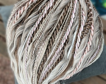 Ashy Silver & Dusty Lavender Synthetic Curly Braids: Dreadlock Extensions
