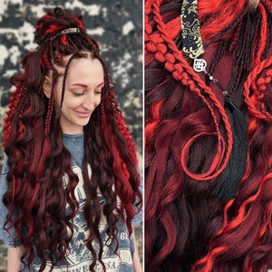 Lost Cherry set of double ended wavy braids and dreads, dreadlocks, dread extensions