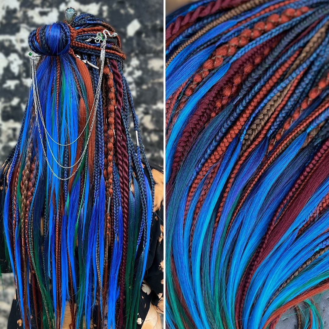 Fire and Water Set of Braids and Dreads, Dreadlocks, Dread Extensions