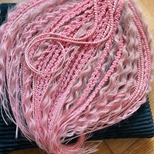 Princess Pink set of DE dread extensions, custom boho dreads, personalized gift