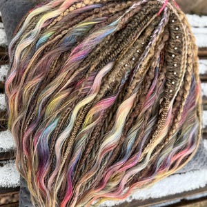 Beige & Rainbow Set of DE Braids and Dreads (full set)