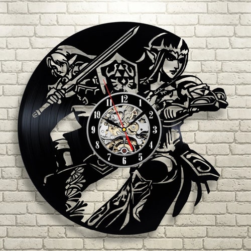 Link Handmade Record Wall Clock, Legend Wall Art Gameroom Decoration Gift for Gamer