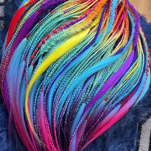 Pride Rainbow set of dreadlock extensions, personalized gift, rainbow hair wig