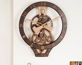 Wooden Gear Clock, Wooden Art, Wall Clock, Clock For Wall