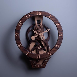 Wooden Gear Clock, Wooden Art, Wall Clock, Clock For Wall