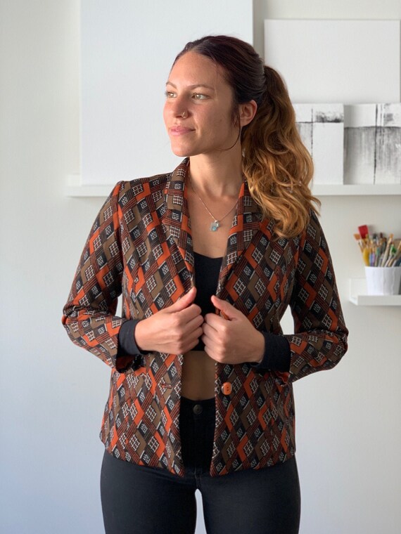 Vintage Abstract Women's Blazer, Women's Small Bla