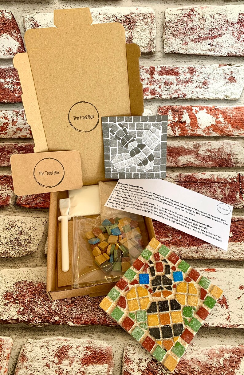Kids Mosaic Coaster Tile making kit School Kids Craft Etsy