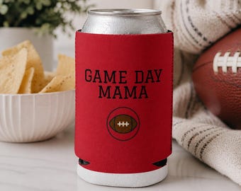 Funda para latas de fútbol para el día del partido, enfriador de latas de fútbol, funda para bebidas de mamá deportista, soporte para fiestas previas al partido
