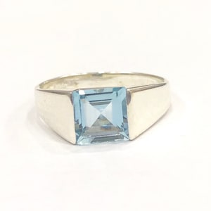 Aquamarine Ring, Natural Aquamarine, Aquamarine Solitaire, Aquamarine Emerald Cut, Emerald Cut Ring, March Birthstone, Engagement Ring.
