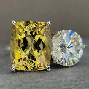 6.60 CT’s , Amazing Natural Beryl Ring , Cushion Cut Ring , Mossanite Diamond Ring , 925 Silver Ring , Occasions Ring , Gift For Her Ring .