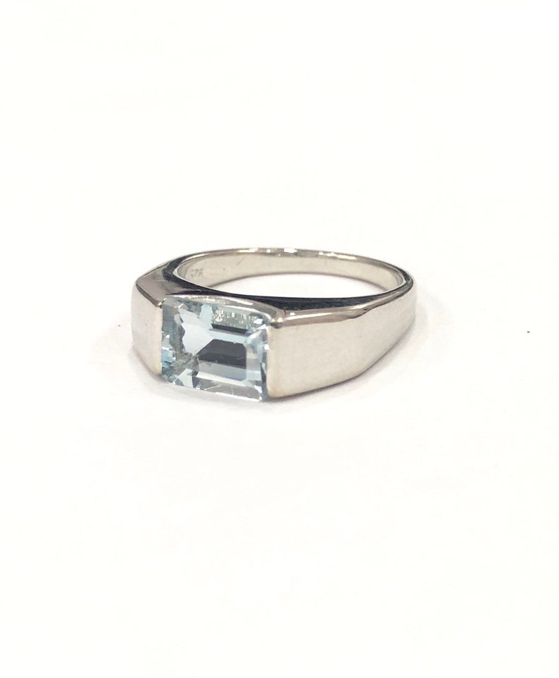 Natural Aquamarine Aquamarine Emerald Cut Aquamarine Solitaire March Birthstone Emerald Cut Ring Engagement Ring. Aquamarine Ring