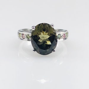 Tourmaline Ring-Natural Green Tourmaline Ring-925  Silver Ring-Green Tourmaline Cut Gemstone Ring For Women-Women Designer Purpose Ring.