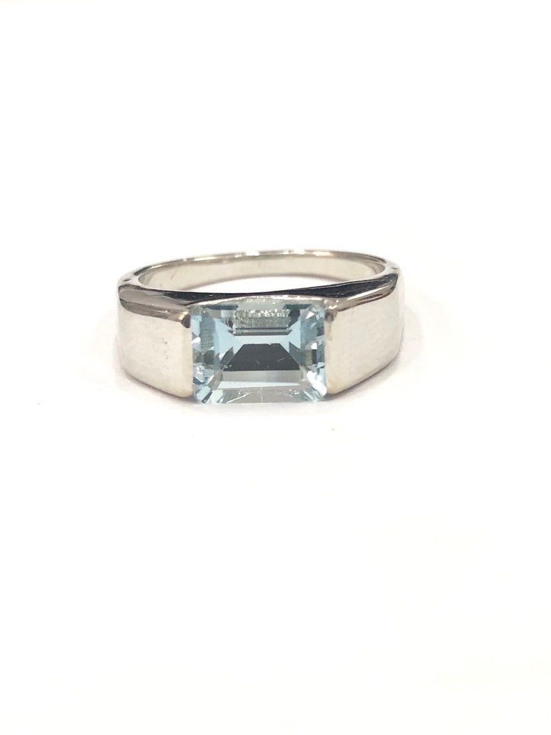 Natural Aquamarine Aquamarine Emerald Cut Aquamarine Solitaire March Birthstone Emerald Cut Ring Engagement Ring. Aquamarine Ring