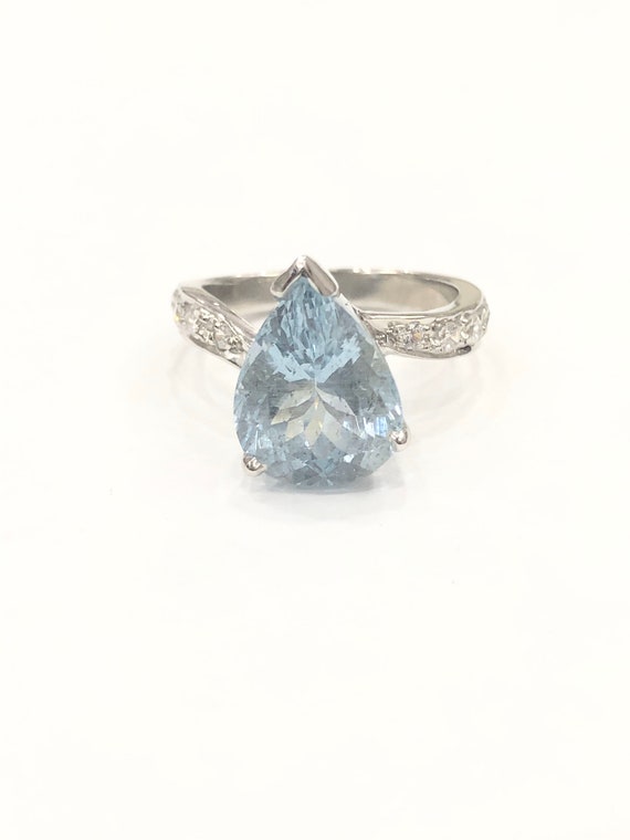 Aquamarine Ring, Natural Aquamarine, Aquamarine Solitaire, Aquamarine Pear  Cut, Pear Cut Ring, March Birthstone, Engagement