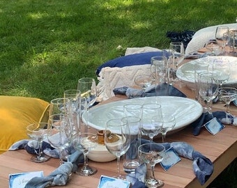 Blue Tie Dyed Dinner Napkins - Water, Elements Collection, Shibori Style