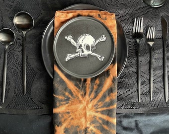 Black Napkins - Fire, Elements Collection, Tie Dyed Gothic Dark Romantic Table Napkins