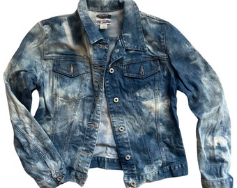 Tie Dyed/Acid Dye Denim Gap Jacket Vintage circa 2000s y2k denim