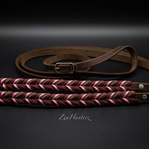 Closed brown greasy leather reins / leather reins &quot;SAKURA&quot;