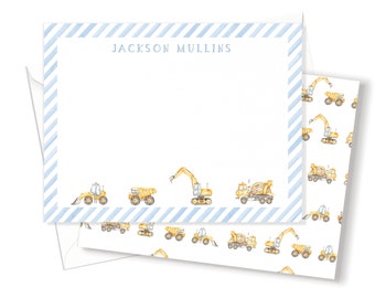 Boys Stationery   | Thank you notes for Kids  | Construction Stationery Set   |  Boys Personalized Stationery