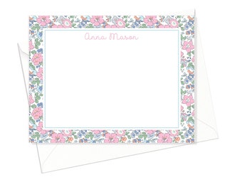 Girls Stationery   | Thank you notes for Kids  | Girls Floral Stationery Set   |  Girls Personalized Stationery