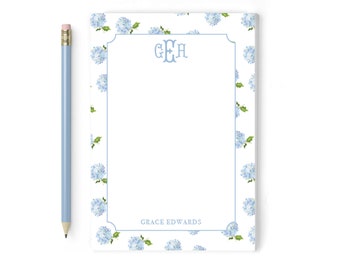 Personalized Notepad |  Personalized Notepad  |  Monogrammed Notepad |  Hydrangea Notepad  |  Gift for Her