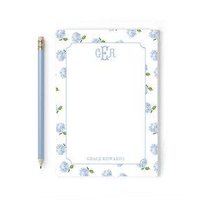 Personalized Notepad |  Personalized Notepad  |  Monogrammed Notepad |  Hydrangea Notepad  |  Gift for Her