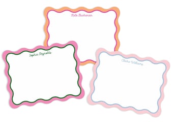 Wavy Border Personalized Note Card |  Girls Stationery |  Kids Stationery | Note Cards for Teens |  Personalized Gift