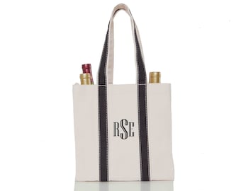 Wine Carrier  |  Embroidered Tote |  Wine Tote  |  Personalized Tote  |  Monogrammed Tote  |  Personalized Gift  |  Monogrammed Gift