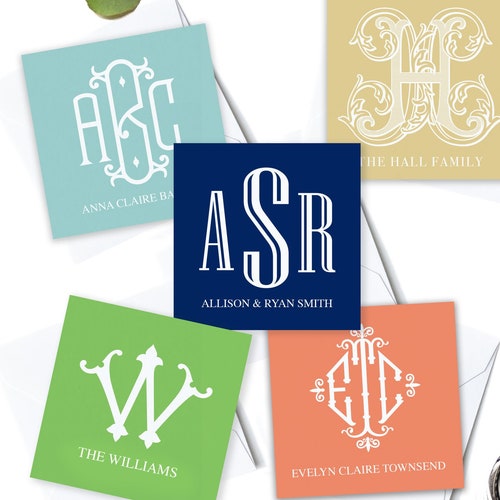 Raised Ink Monogrammed Gift Enclosure Cards Etsy
