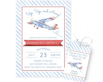 Kids Birthday Invitations  |  Airplane Invitations  |  Up Up and Away Birthday Invitations  |  Digital Kids Party Invitations