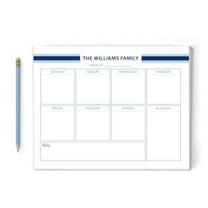 Family Notepad |   Weekly Planner Notepad  |   Personalized Family Notepad