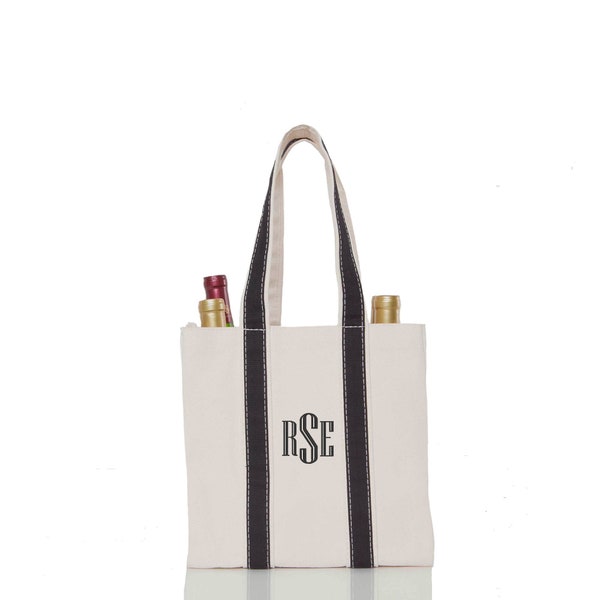 Wine Carrier  |  Embroidered Tote |  Wine Tote  |  Personalized Tote  |  Monogrammed Tote  |  Personalized Gift  |  Monogrammed Gift