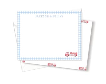 Papelería para niños / Notas de agradecimiento para niños / Juego de papelería de camión de bomberos / Papelería personalizada para niños